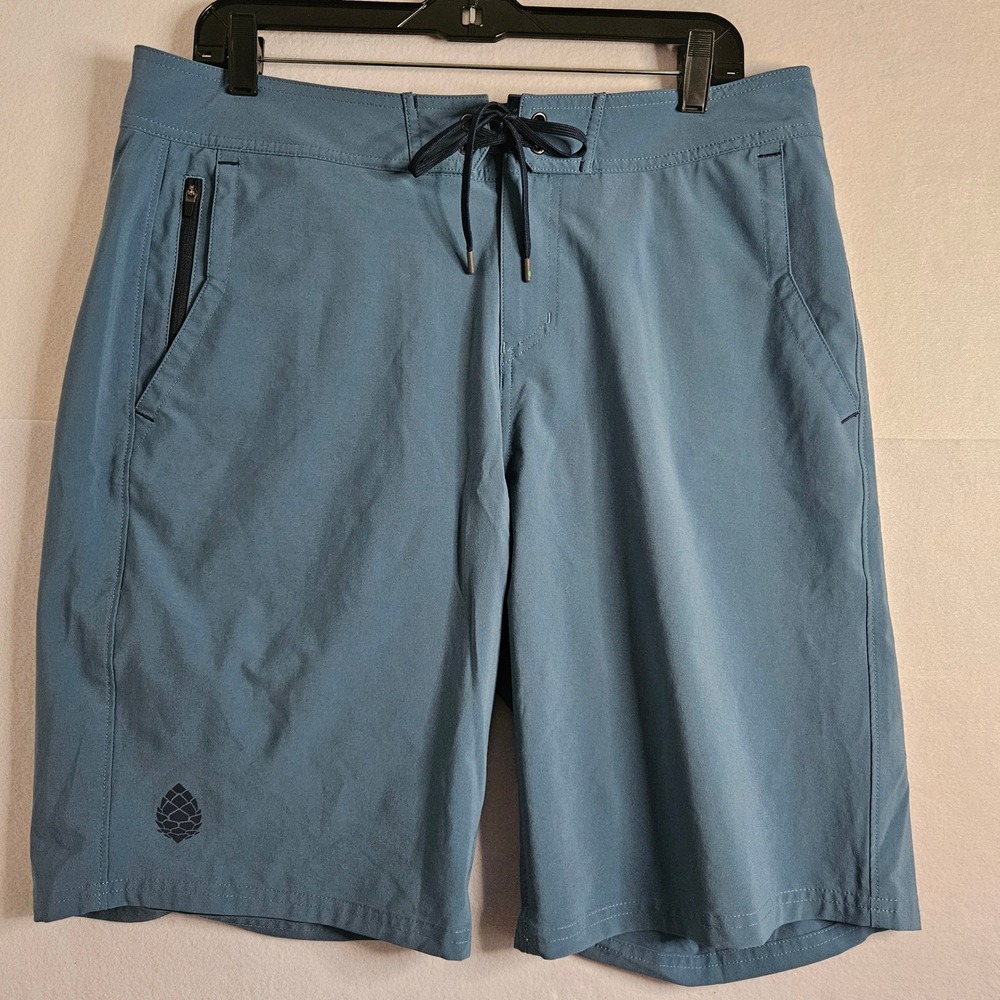 Stio Eddy Boardshorts Mens 35 Blue Gray Stretch Hybrid Water Shorts 2330